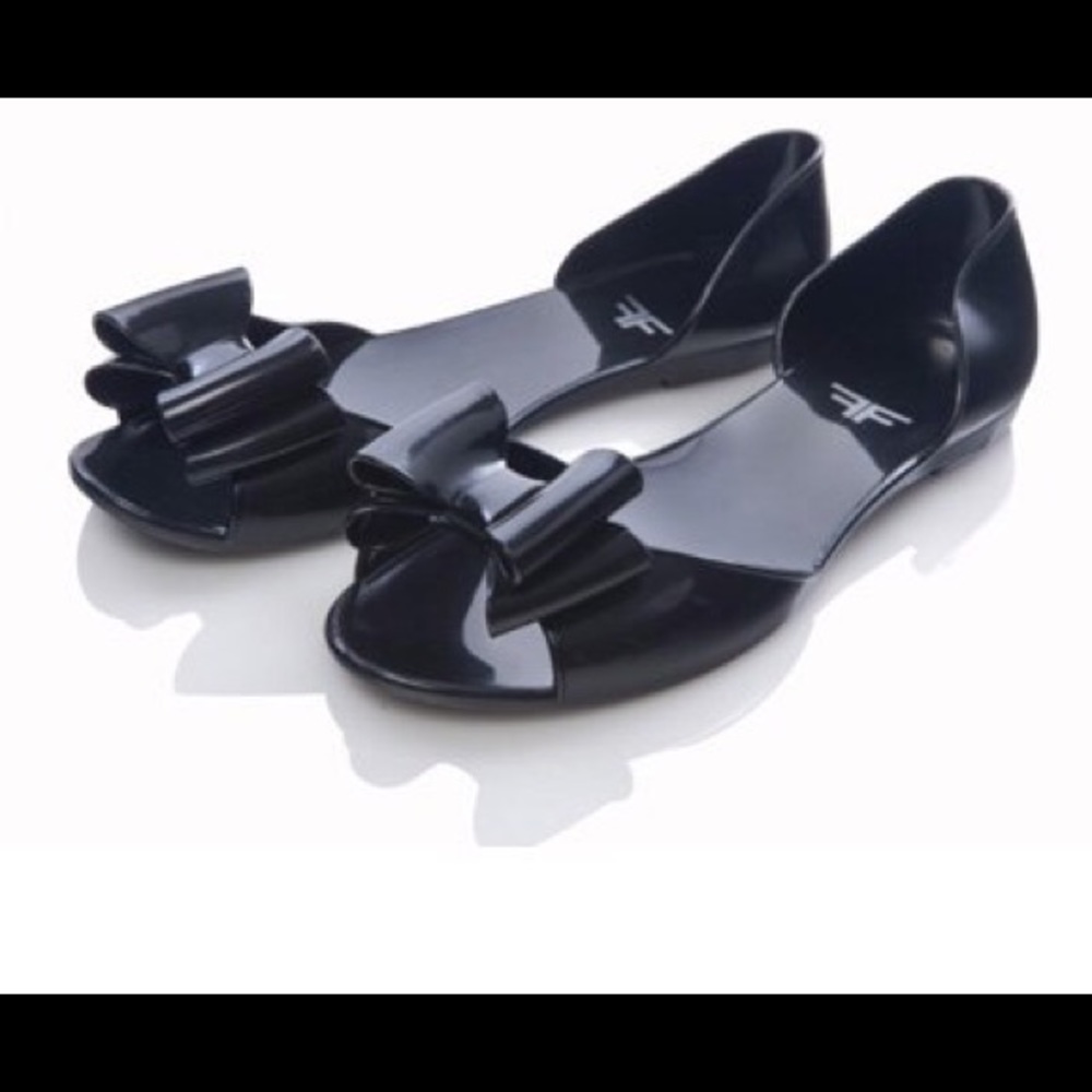 Fiebiger Black Jelly Flats with Bow